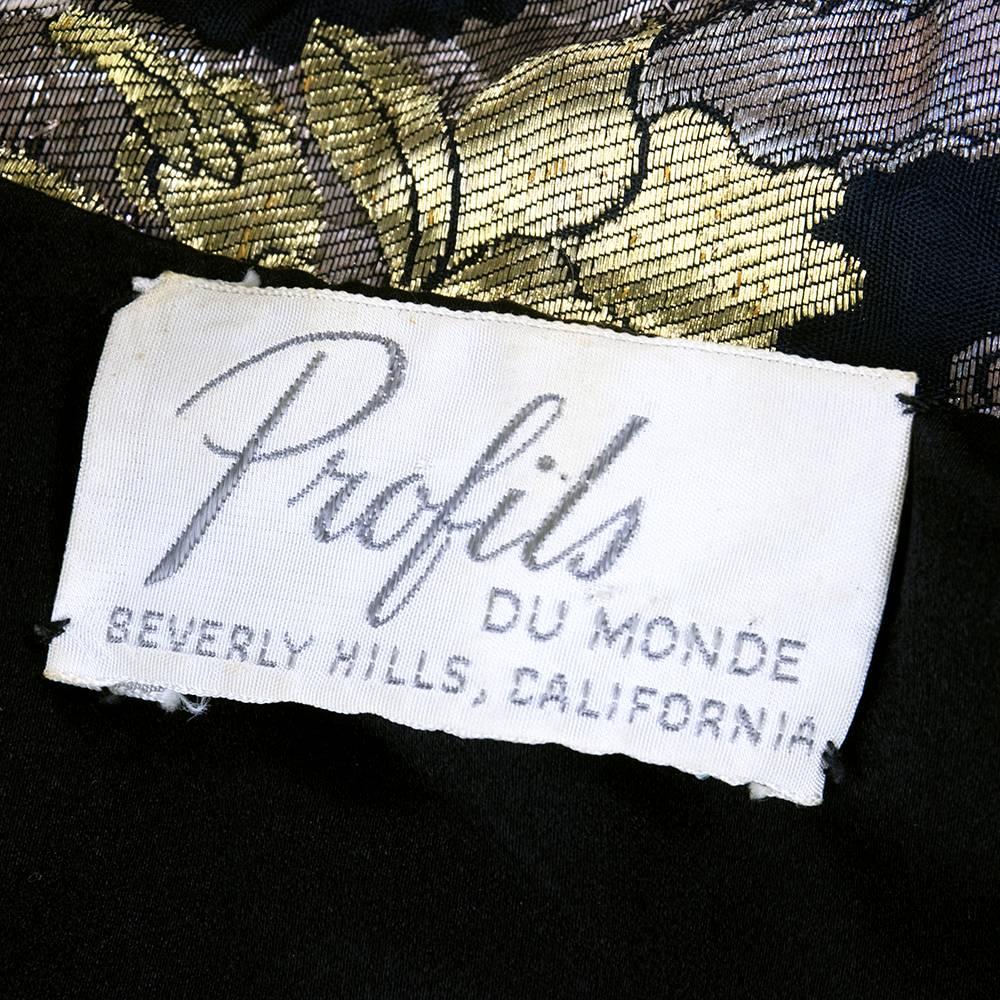 60s Profils du Monde Floral Metallic Brocade Evening Coat  In Excellent Condition For Sale In Los Angeles, CA