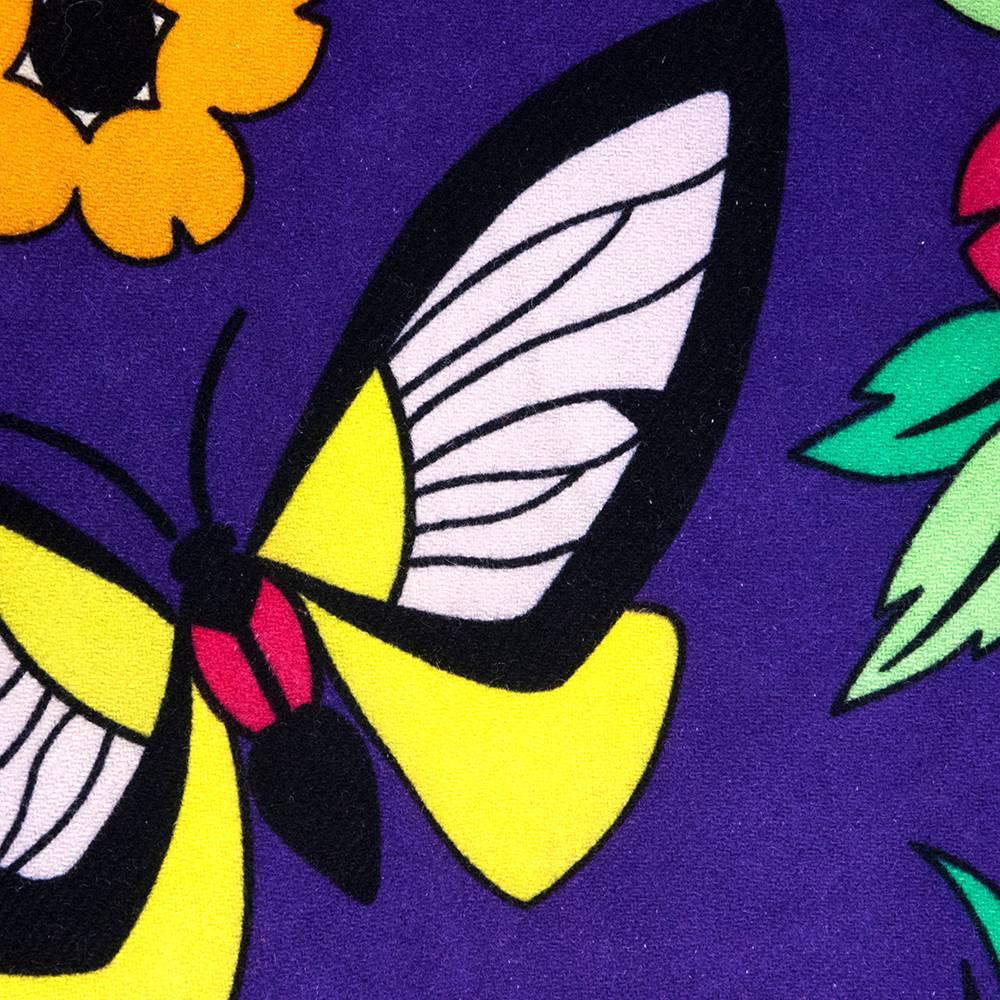 60s Donald Brooks Purple Butterfly Print Coat For Sale 2