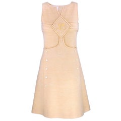 Vintage 60s Courreges Ivory Knit Space Age Style Dress
