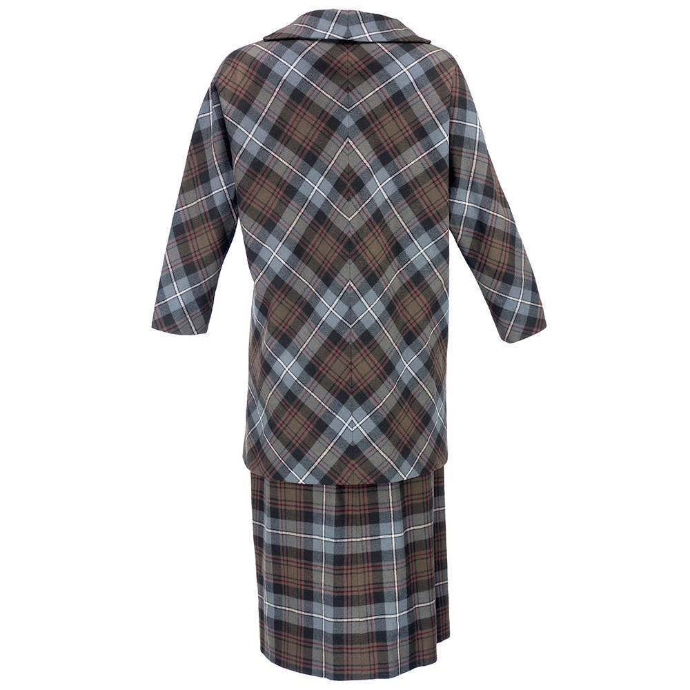 Gray 50s Claire McCardell Wool Plaid Ensemble For Sale