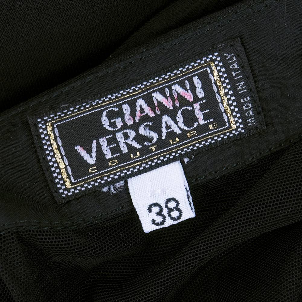 Women's 90 Gianni Versace Black Silk Cocktail Dress with Diamante Straps For Sale