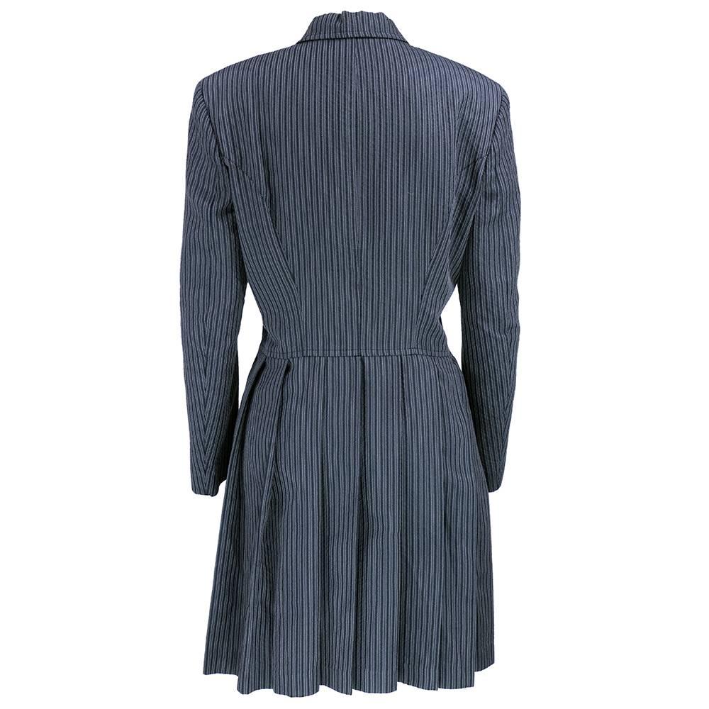 Black 90s Comme des Garcons Pinstriped Jacket with Pleated Skirt Back