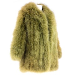 90s Pea Green Maribou Coat