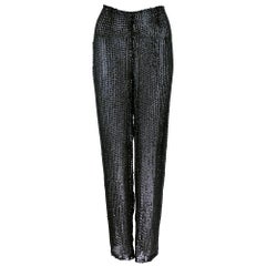90s Krizia Black Sheer Sequin Evening Pants