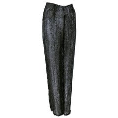 90s Krizia Black Sheer Sequin Evening Pants