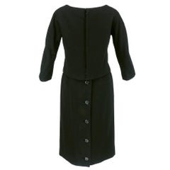 60s Christian Dior Couture Black 2 piece Wool Dress