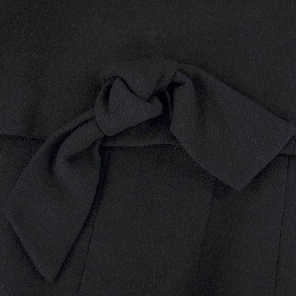 Women's 60s Christian Dior Couture Black 2 piece Wool Dress   For Sale