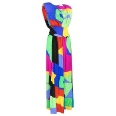 80s Arnold Scaasi Abstract Rainbow Gown