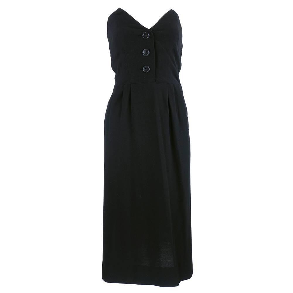 50s Christian Dior New York Black Strapless Dress For Sale