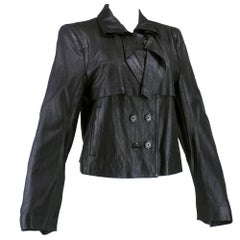 90s Ann Demeulemeester Black Double Breasted Leather Jacket