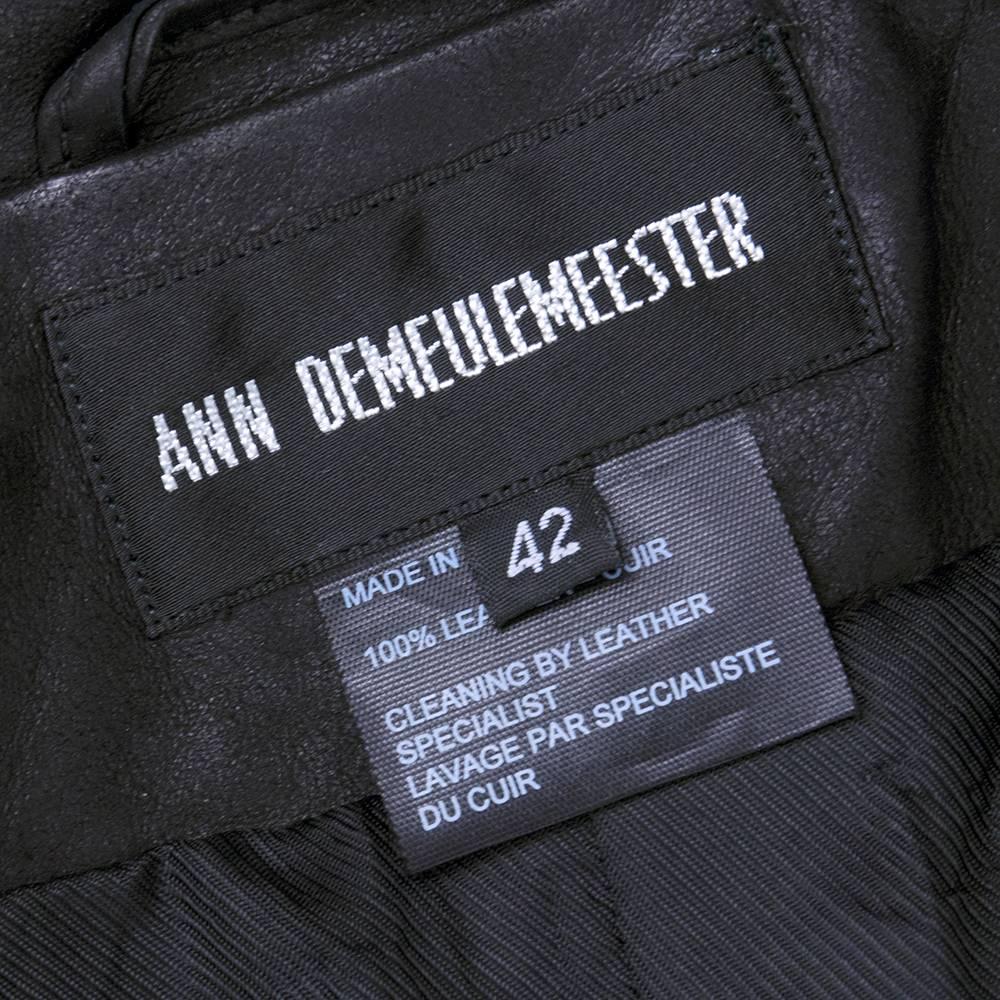 90s Ann Demeulemeester Black Double Breasted Leather Jacket 1