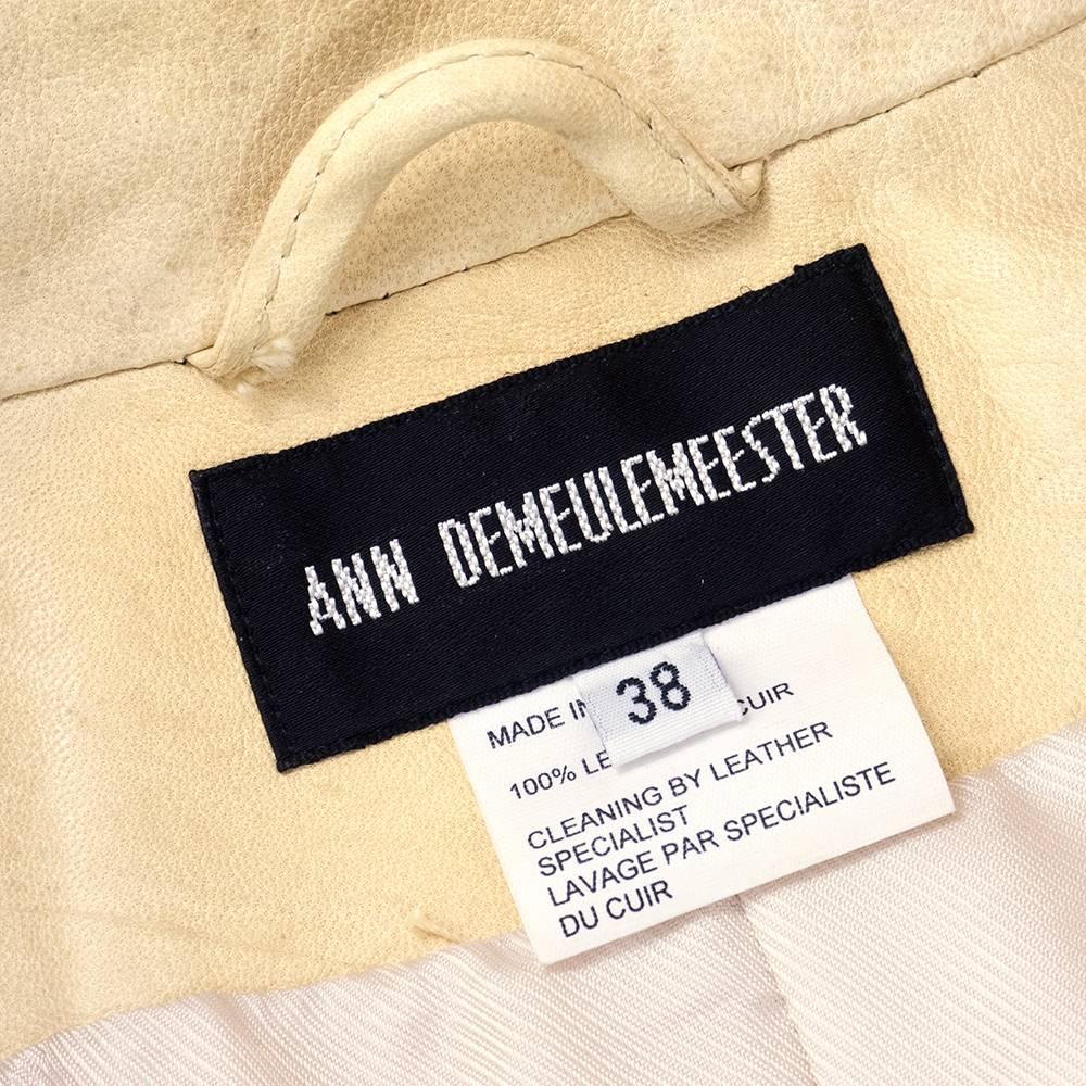 Women's or Men's 90s Ann Demeulemeester Ivory Leather Jacket with Long Ties
