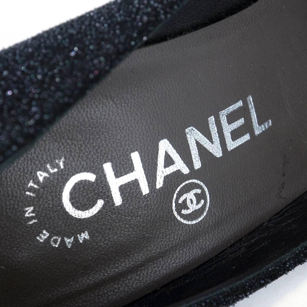 Contemporary Chanel Platform Two Tone Glitter Blasted Pumps For Sale 1