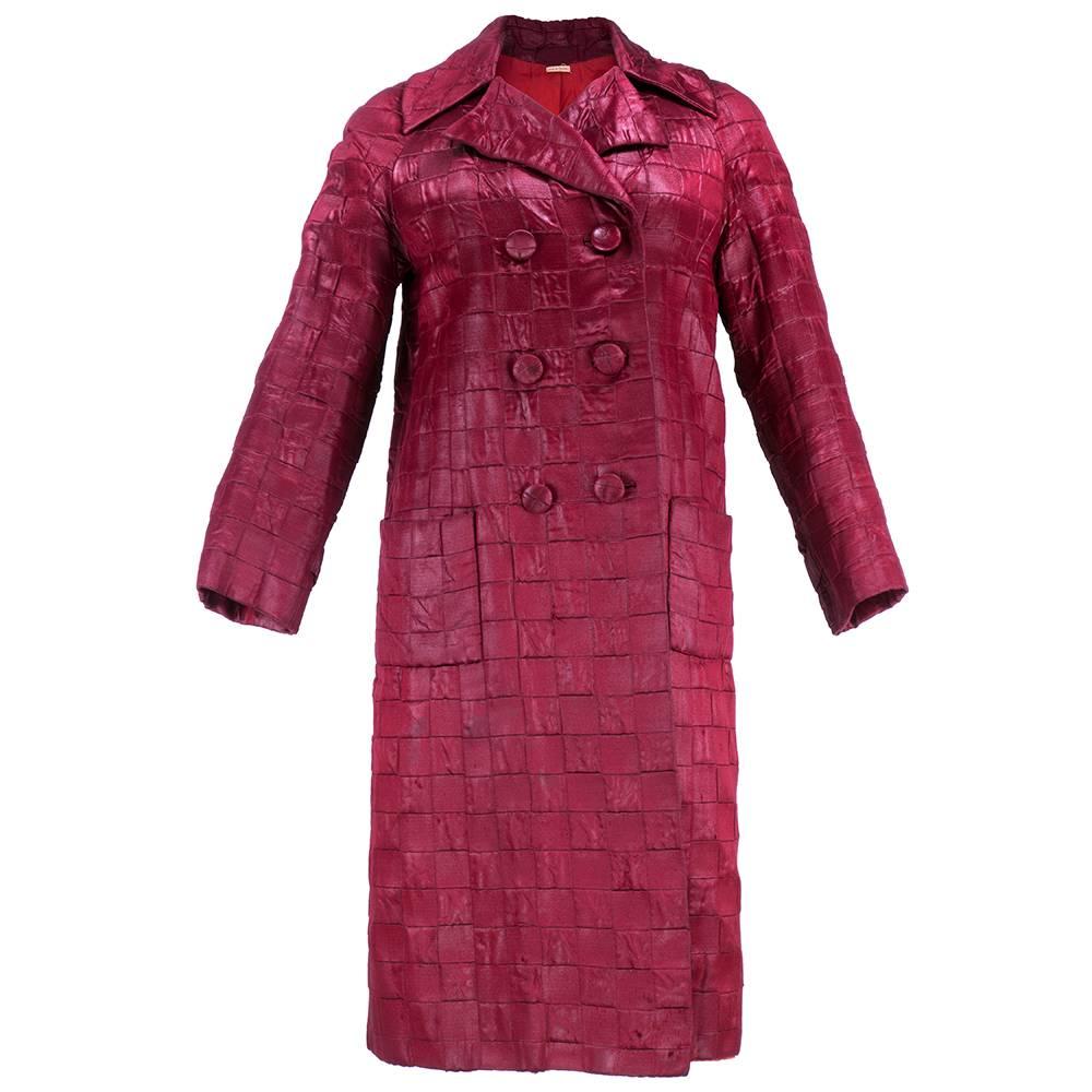 Women's Possibly Dior 60s Mod Coat and Cap in Wine Red  For Sale