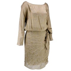 Vintage 90s Iconic Donna Karan Gold Lame Wrap Dress