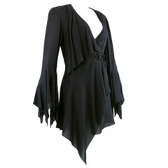 Vintage 80s Emanuel Ungaro Black Crepe Stevie Nicks Style Jacket