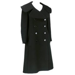 60s Norman Norell Black Double Breasted Overcoat