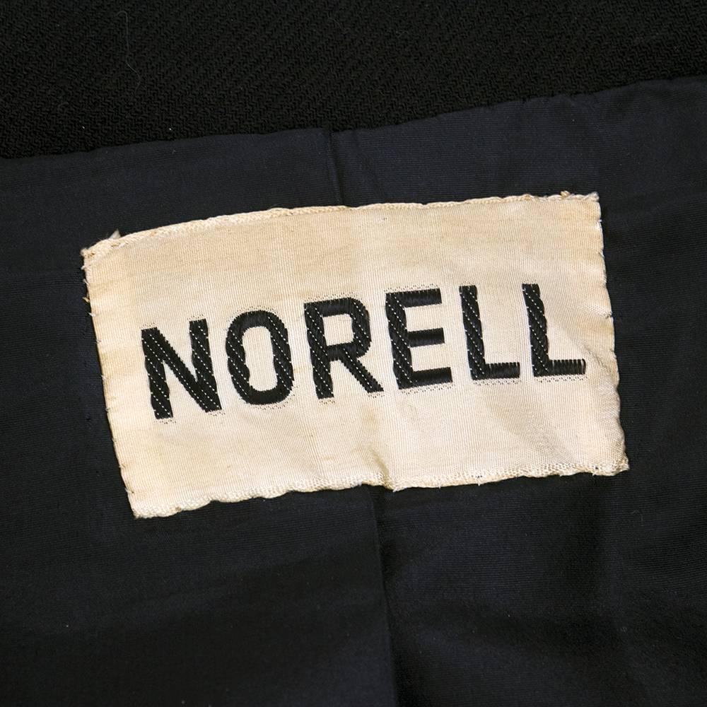 Women's 60s Norman Norell Black Double Breasted Overcoat For Sale