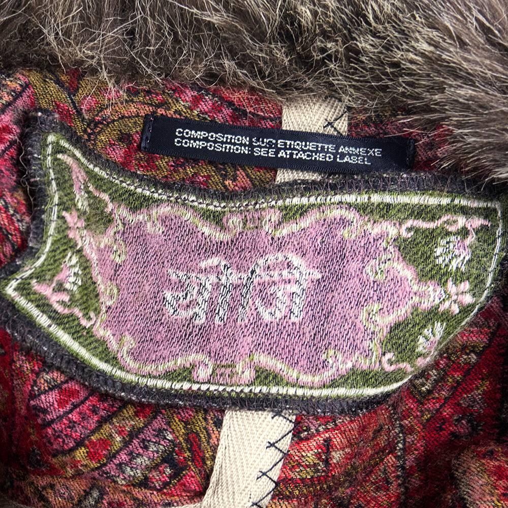 90s  Yohji Yamamoto Paisley Jacket with Faux Fur Collar In Excellent Condition In Los Angeles, CA