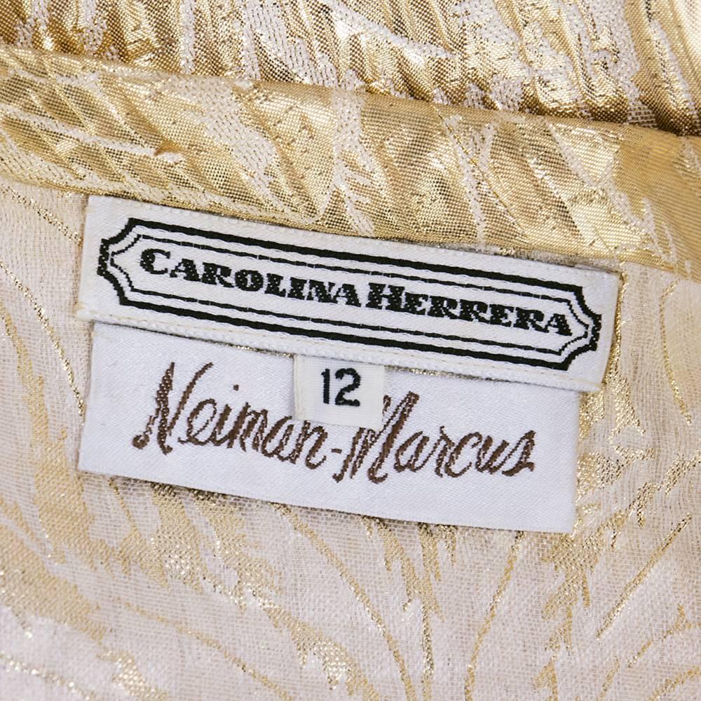 80s Carolina Herrera Gold Matelasse Evening Coat For Sale 1