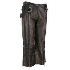 Dolce and Gabbana Black Leather Cropped Biker/Punk Rock Pants