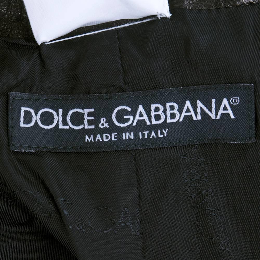 Dolce and Gabbana Black Leather Cropped Biker/Punk Rock Pants In Excellent Condition In Los Angeles, CA