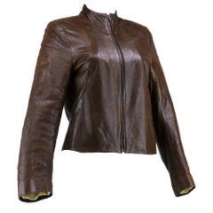 90s Givenchy Tailored Brown Textured Leather Jacket
