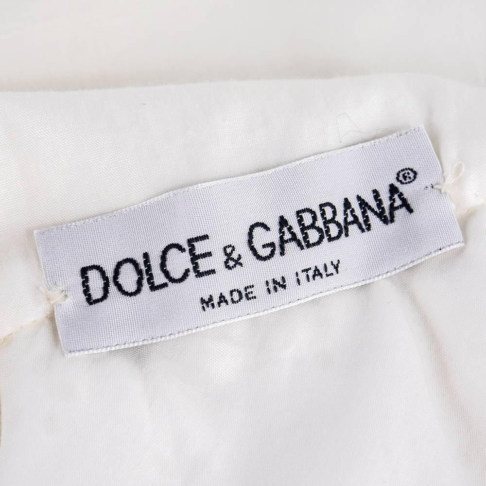 Gray 90s Dolce and Gabbana White Eyelet Tiered Full Length Skirt For Sale