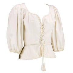 70s YSL Rive Gauche  Iconic Ivory Peasant Blouse
