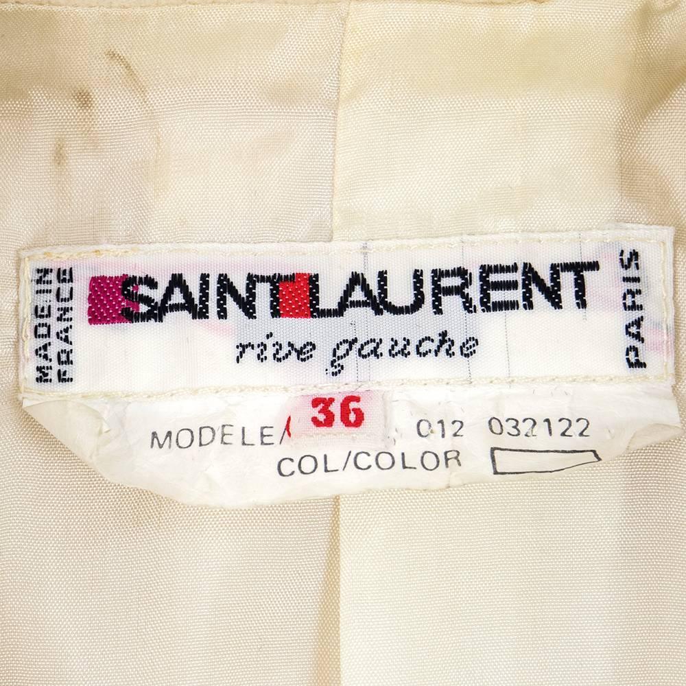 Beige 80s YSL Ivory Wool Stylized Car Coat For Sale