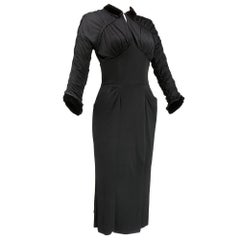 50s Ceil Chapman Black Rayon Jersey Wiggle Dress