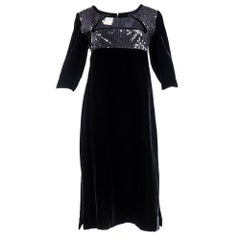 Vintage 80s Courreges Black Velvet and Sequin Cocktail Dress