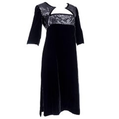 80s Courreges Black Velvet and Sequin Cocktail Dress