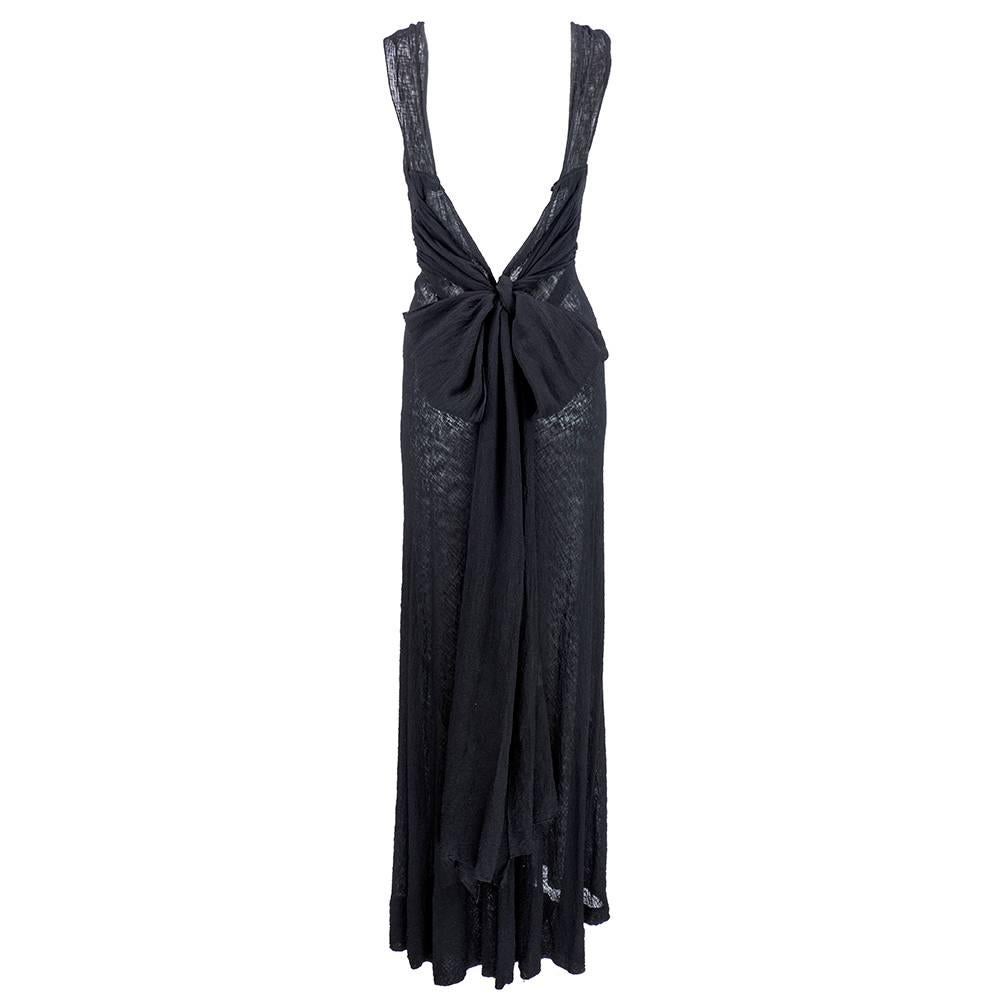 30s Black Killer Bias Cut Couture Finish Evening Gown In Excellent Condition For Sale In Los Angeles, CA