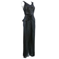 30s Black Killer Bias Cut Couture Finish Evening Gown