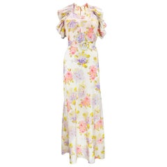 30s Springtime Pastel Floral Evening Gown