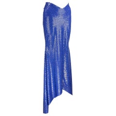 80s Patrick Kelly Blue Sequin Mermaid Evening Skirt with Mermaid Train