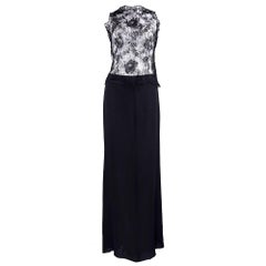 1990s Valentino Black Silk and Lace Evening Ensemble