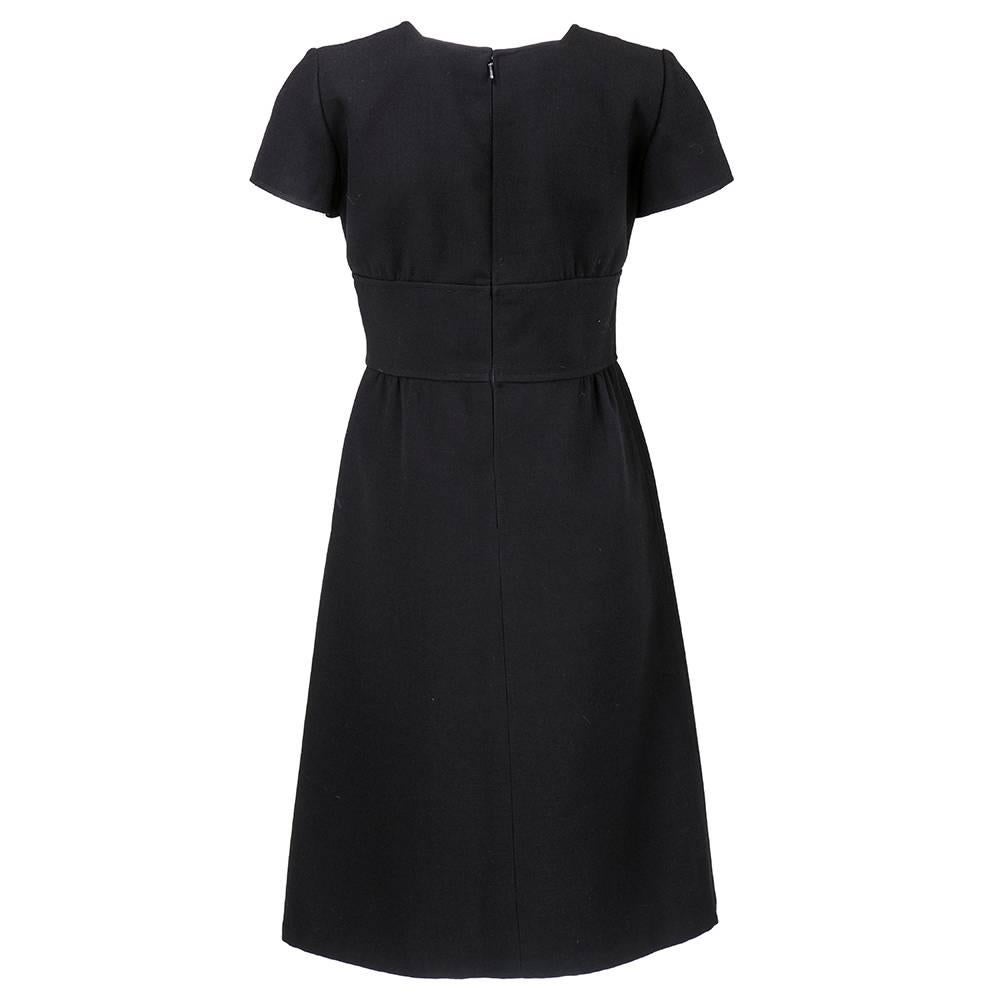 70s Courreges Couture Future Black A Line Dress In Excellent Condition For Sale In Los Angeles, CA