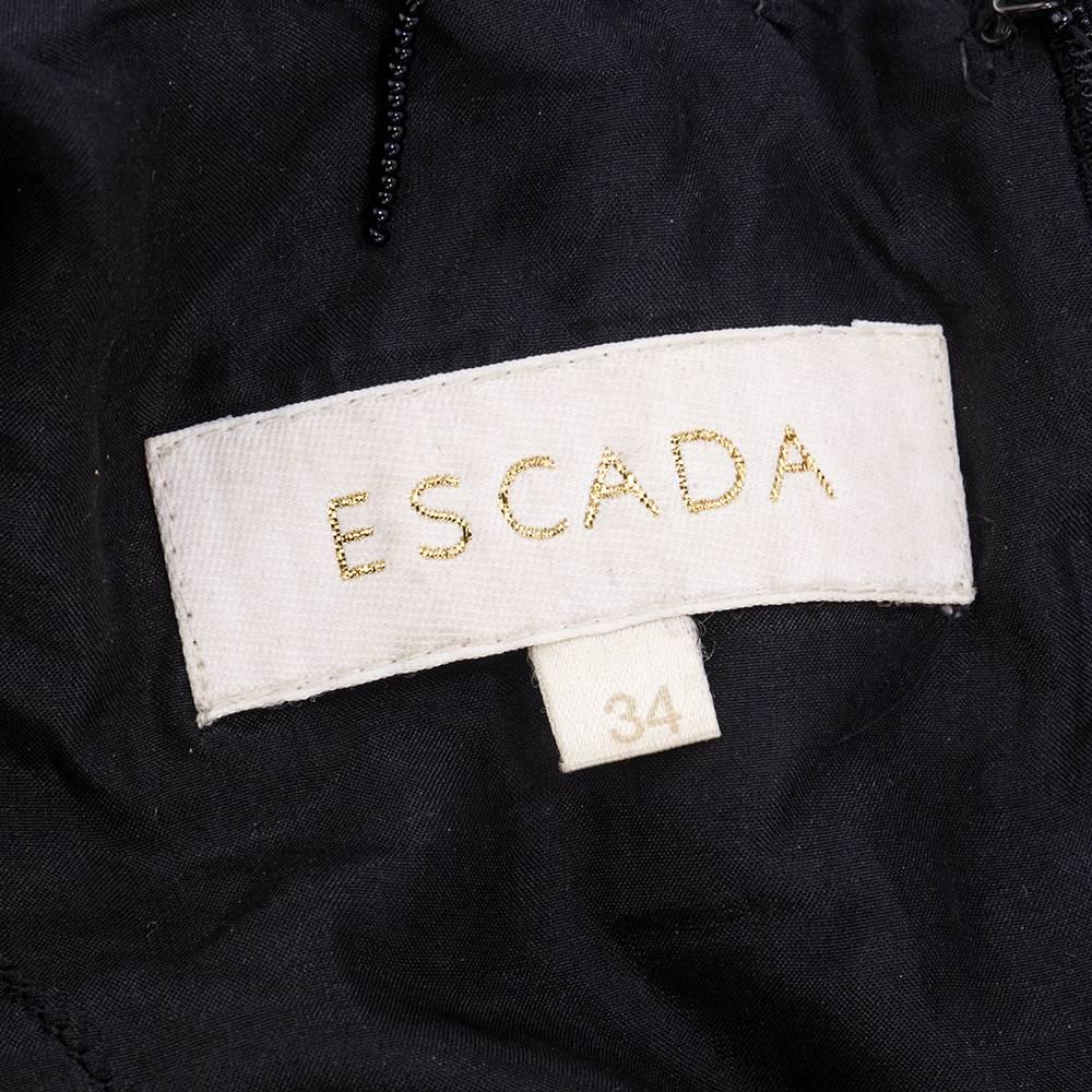 2000s Escada Gold Sequin Black Fringed Sheath  In Excellent Condition In Los Angeles, CA