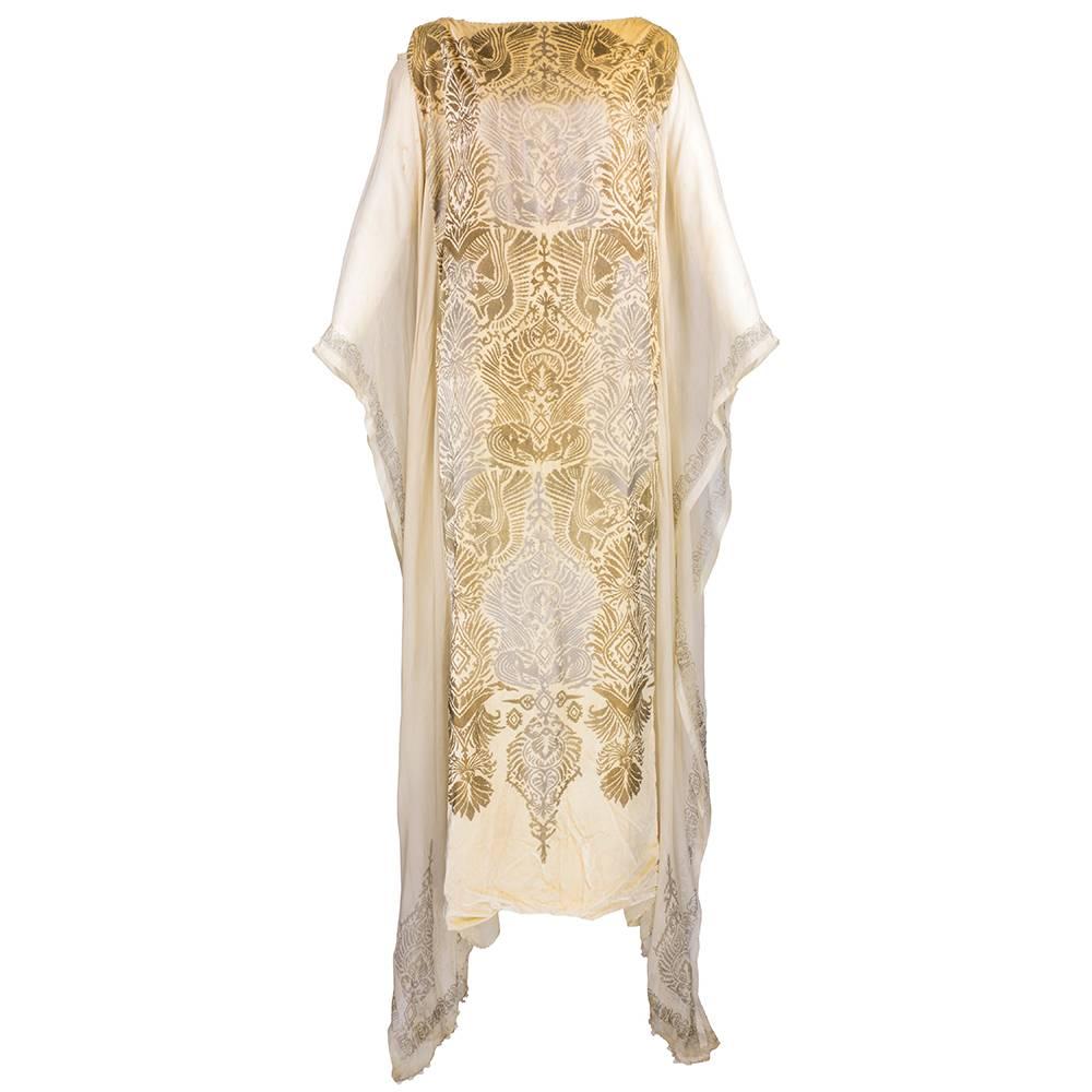 20s Gallenga Golden Velvet Stencilled Tunic For Sale