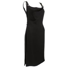 90s Lifetime Versace Black Body Con Dress with Safety Pins