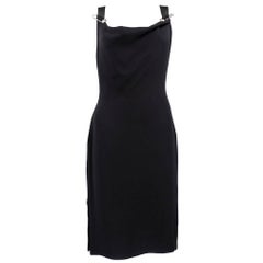 Retro 90s Lifetime Versace Black Body Con Dress with Safety Pins