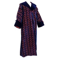 20s Royal Blue Cut Silk Velvet Banyan Style Opera Coat