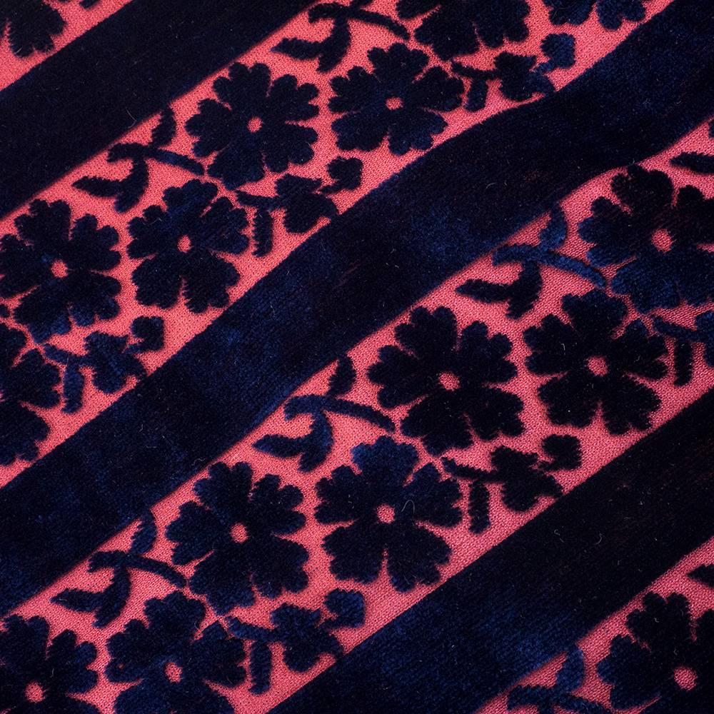 Black 20s Royal Blue Cut Silk Velvet Banyan Style Opera Coat For Sale