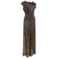 Incredibly Sexy 30s Brown Silk Bias Cut Gown Shot with Gold