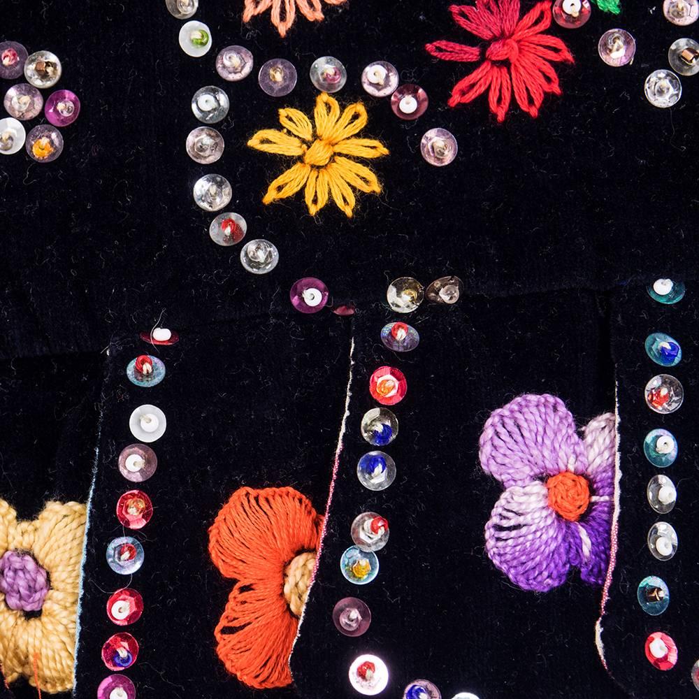 20th Century Polish Folkloric Velvet Hand Embroidered Embellished Lace ...