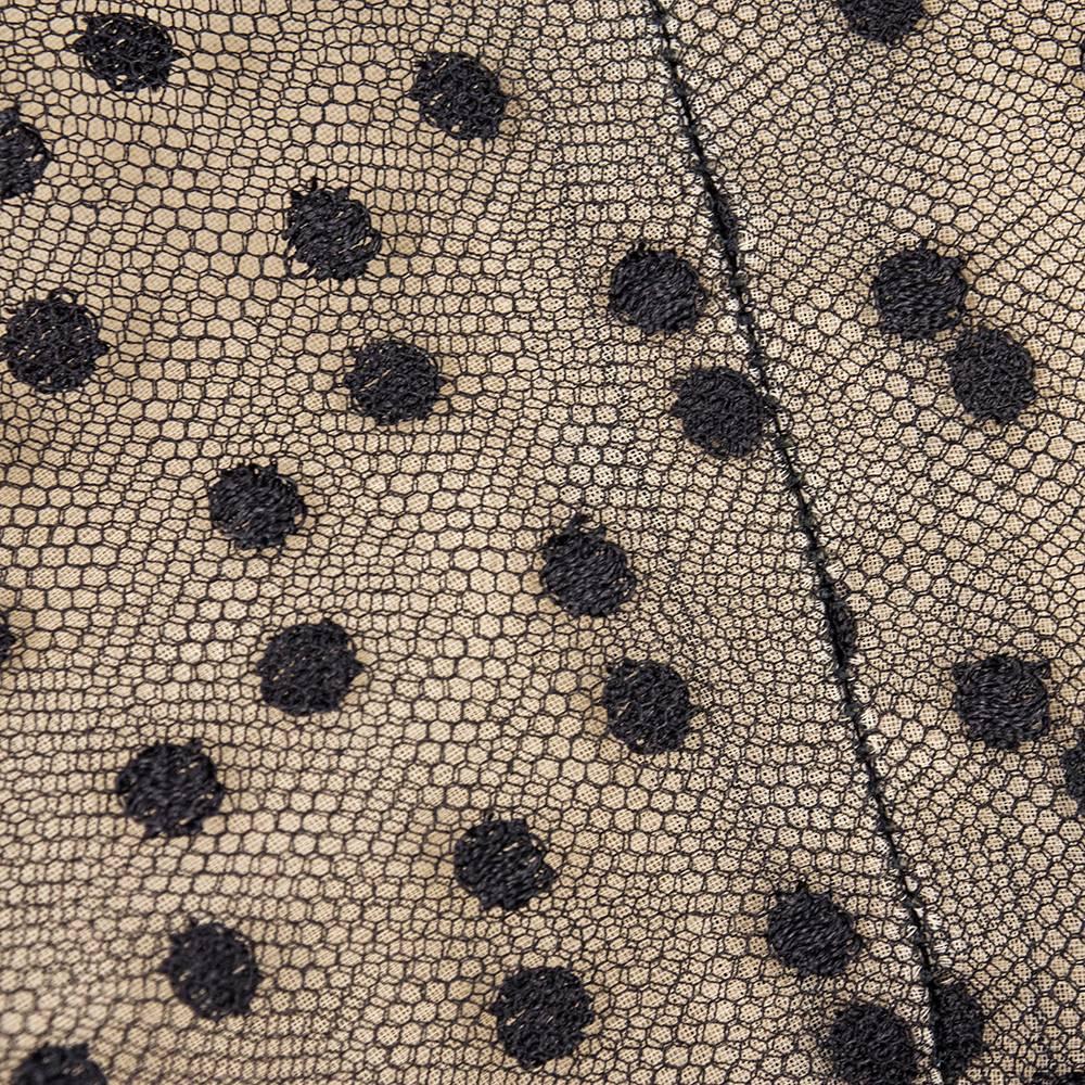 80s Oscar de la Renta Sexy Black Swiss Dotted Tulle Evening Blouse 2