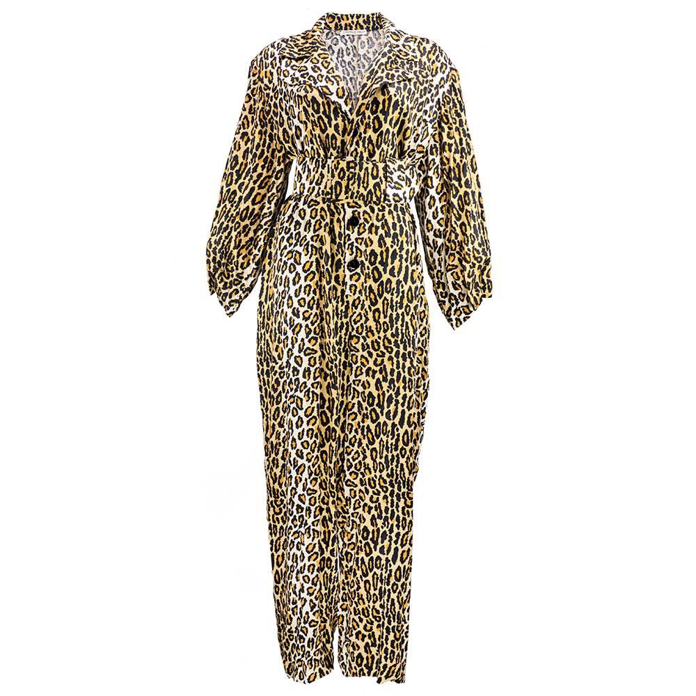 The Best 80s Patrick Kelly Leopard Print Oversized Belted Jumpsuit For Sale