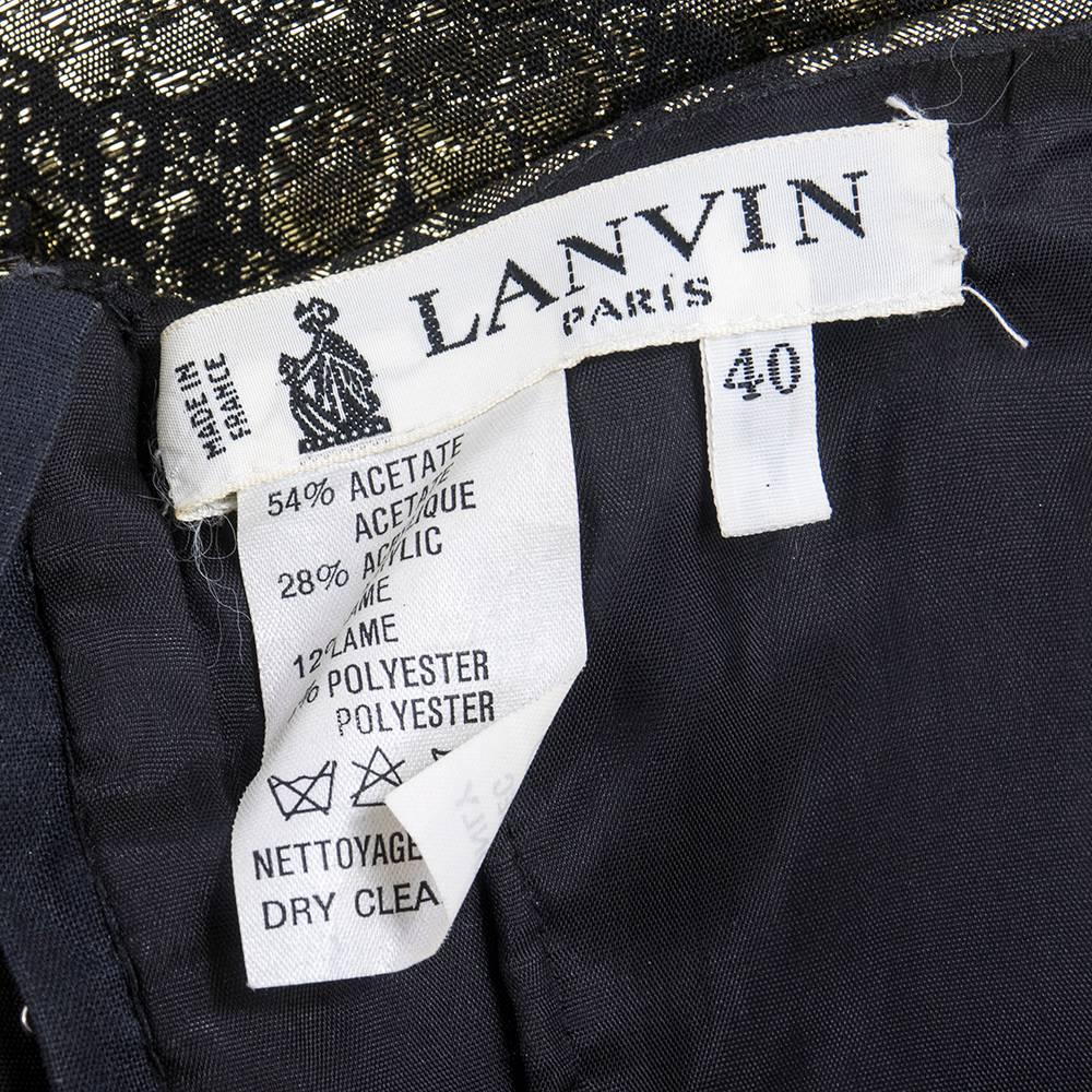 Black 90s  Lanvin Gold Lame Strapless Cocktail Dress For Sale